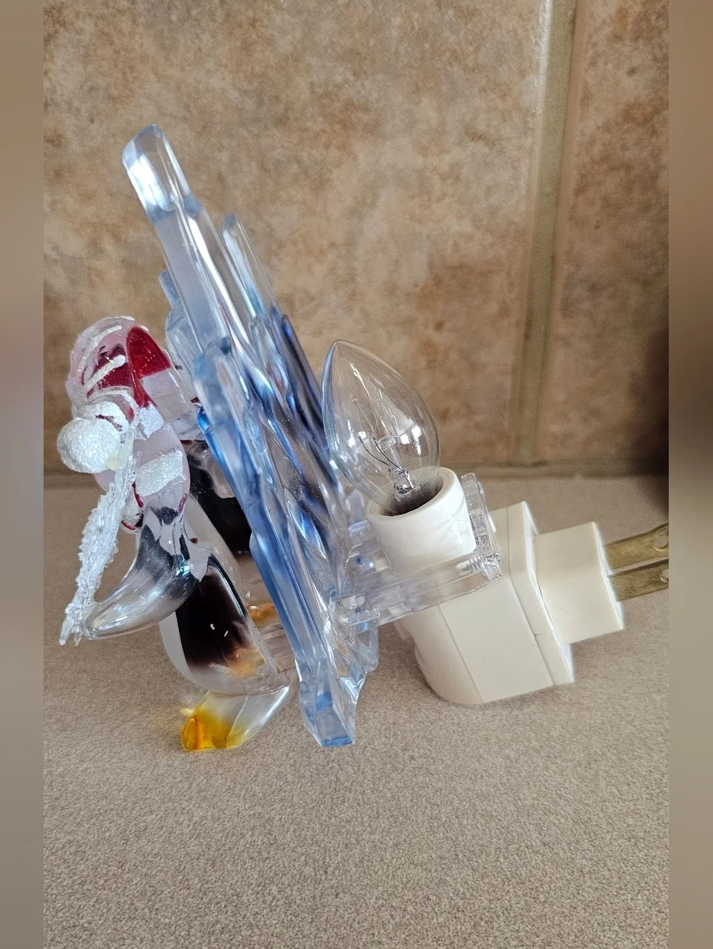 Vintage Acrylic Penguin Night Light Christmas Winter Ice Berg Snowflake Decor MC